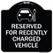 Signmission Reserved for Recently Charged Vehicle W/ Graphic Heavy-Gauge Aluminum Sign, 18" x 18", BW-1818-23178 A-DES-BW-1818-23178 - alternate 1